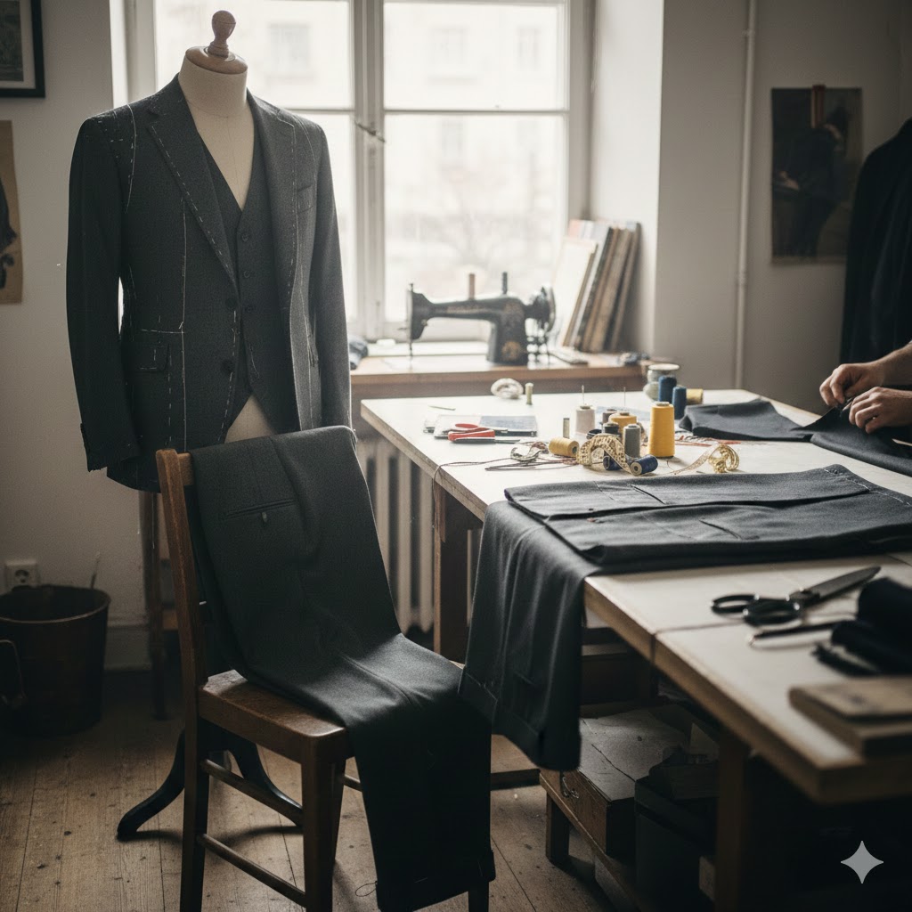 Expertly tailored three-piece suit with perfect fit