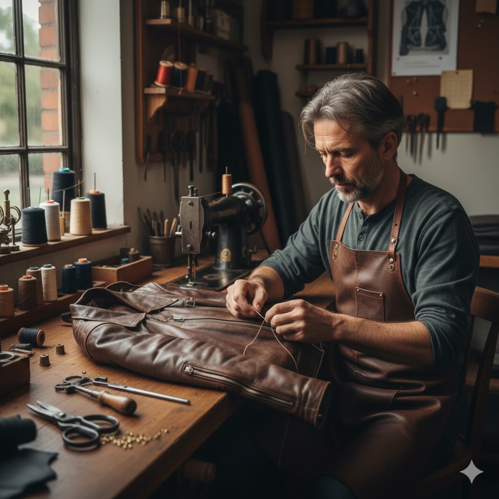 Vintage leather jacket restoration project