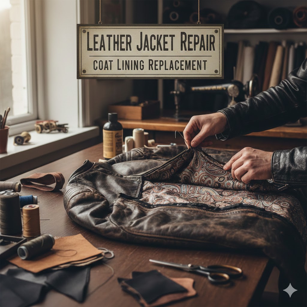 Classic wool coat with new lining installation